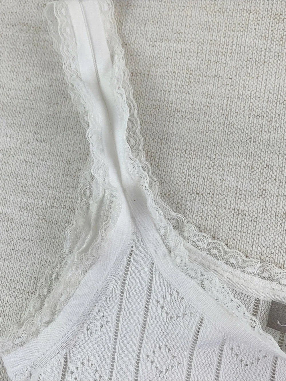 J Crew New Pointelle sweater-tank in premium ultrafine cotton lace trim white